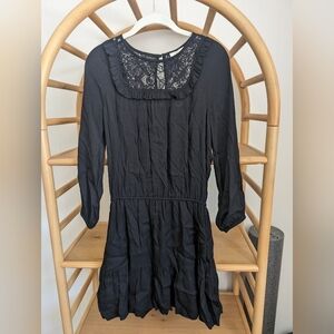 Joie black crepe dress with lace detail, small